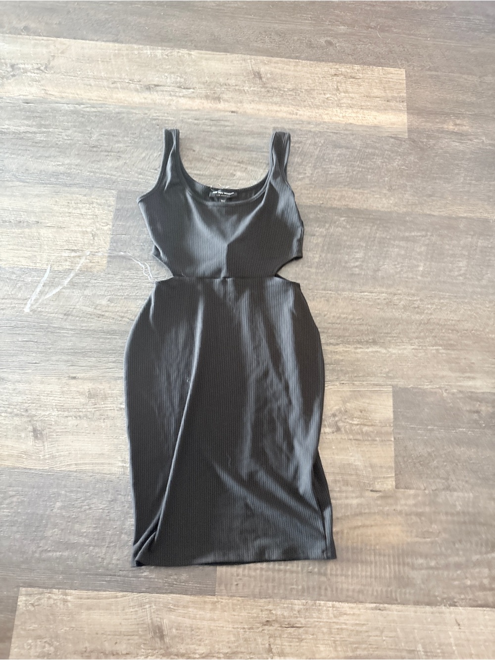 See You Monday Black Ribbed Cutout Bodycon Mini Dress